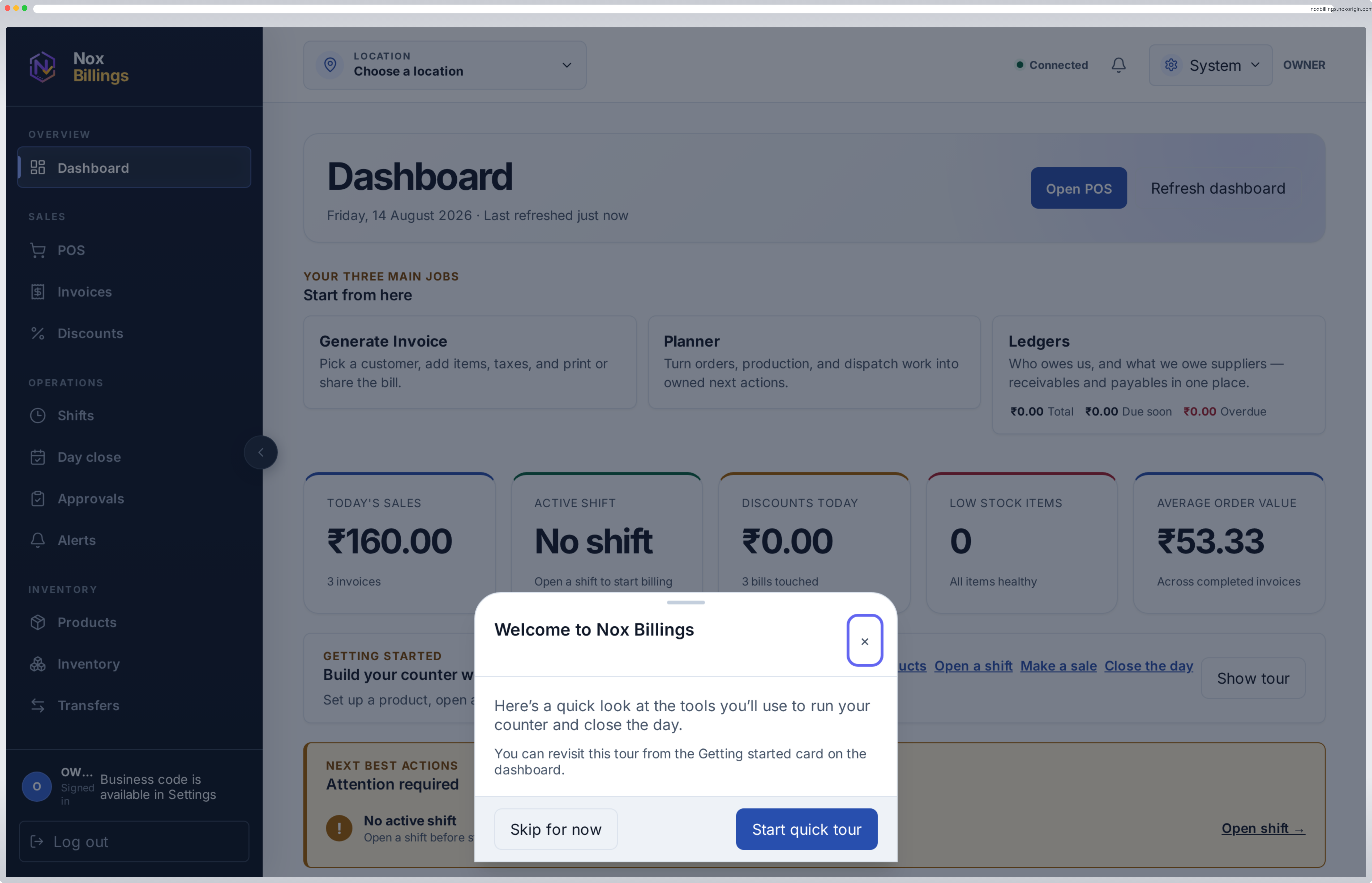 Owner dashboard