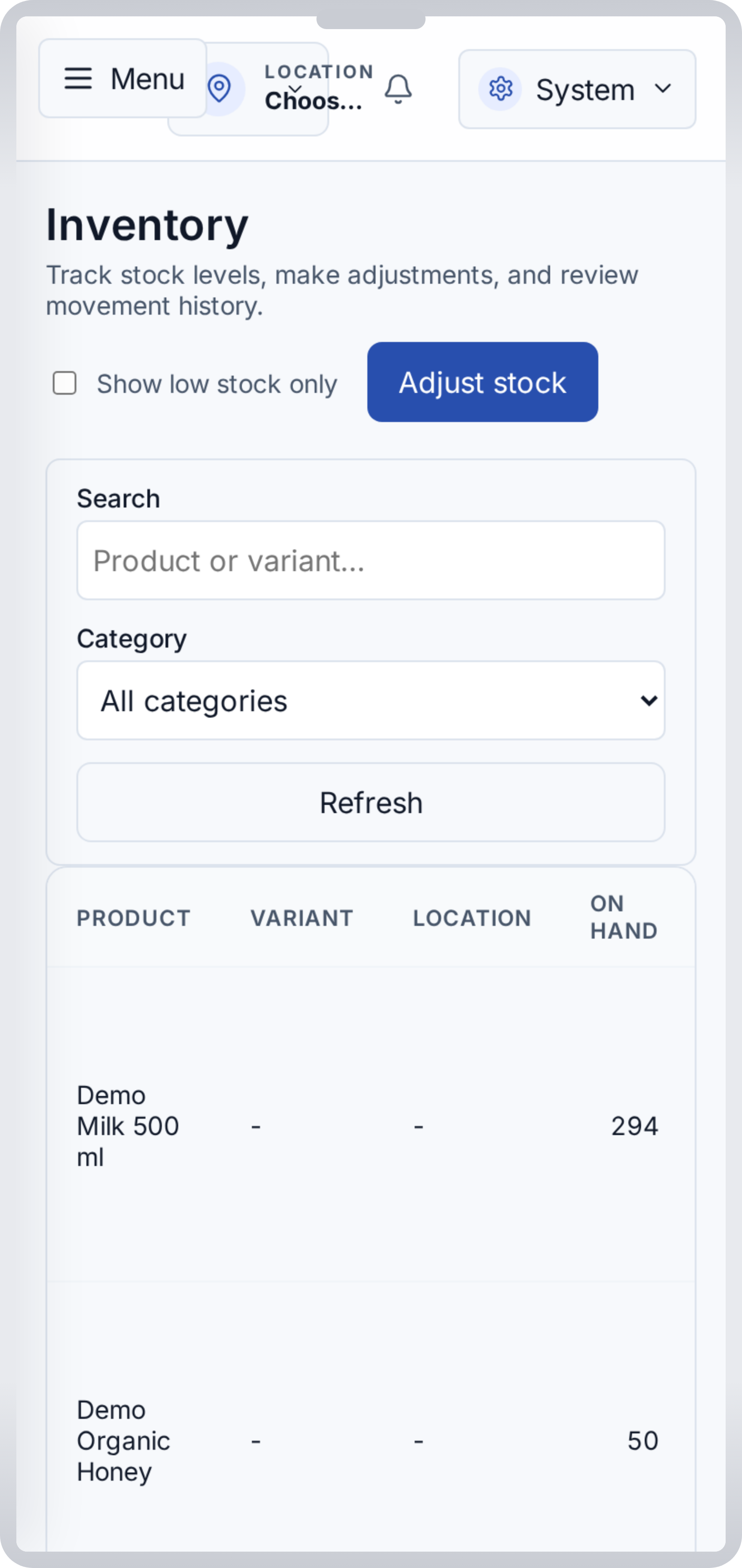 Inventory visibility