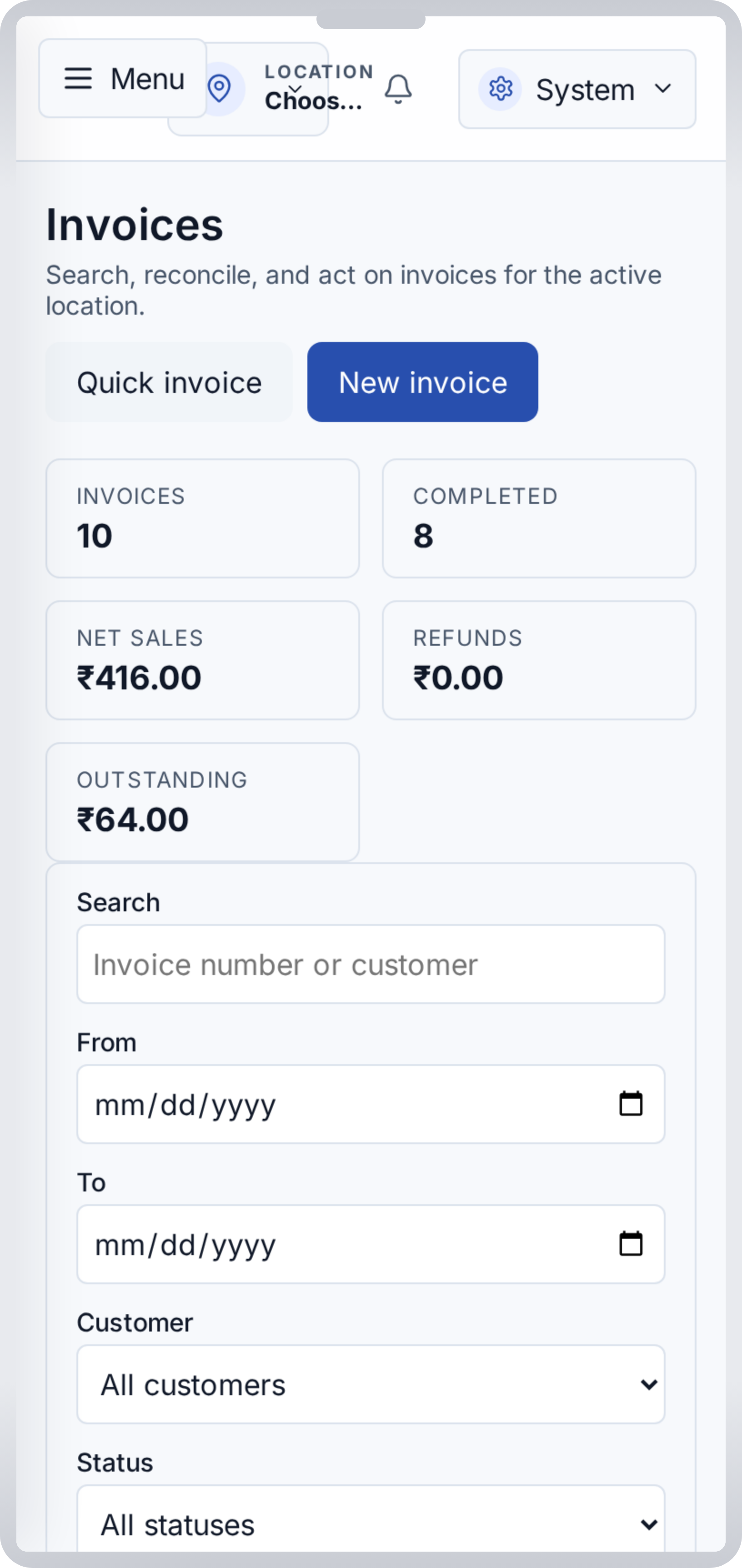 Invoice history